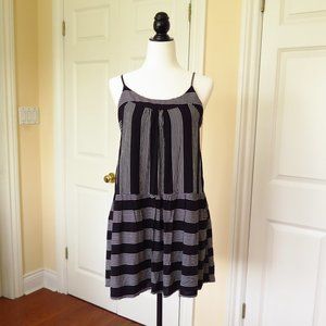 Drop Waist Dress with Black and White Stripes